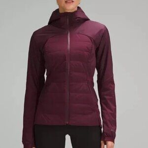 Lululemon Women's Burgundy Running Down For It Hooded Puffer Jacket Size 4
